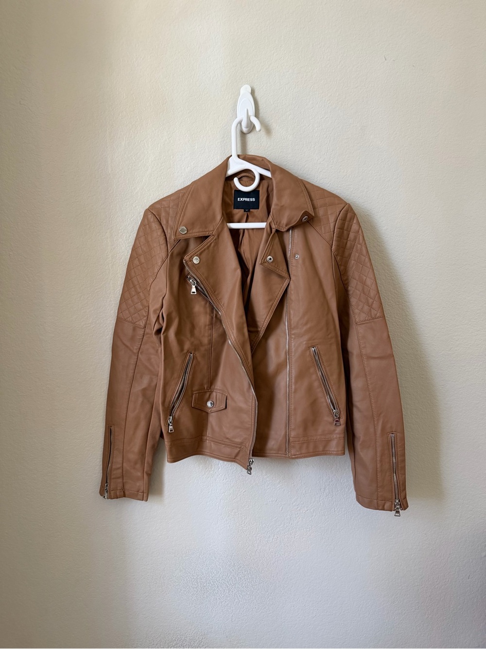 Express Women's Tan Leather Moto Jacket